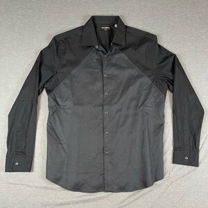 Karl Lagerfeld Black Western Snap Button Dress Shirt Modern Elegance